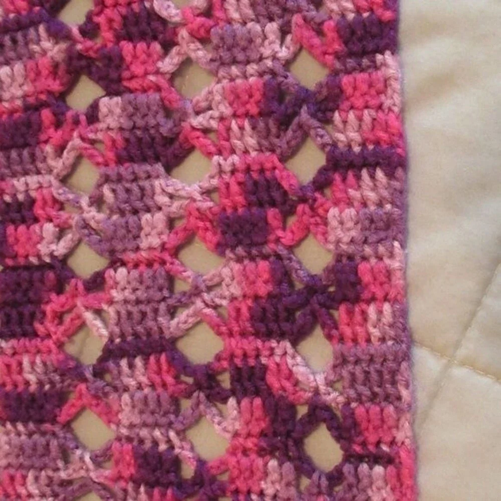 Handmade Crochet Afghan Blanket Couch Sofa Throw 79x79 Square Purple Multi Color